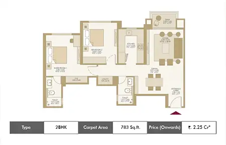 2bhk 779  SqFt