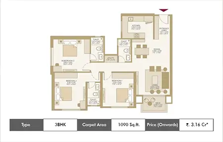 3bhk 1090 SqFt
